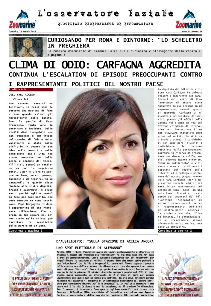 L'osservatore d'Italia edizione del 19 Maggio 2013